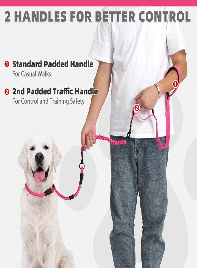 كولتيل طوق ومقود للكلاب من كولتيل مزود بمقابض مزدوجة مبطنة، مقود تدريب متين بطول 6 أقدام يمنع الشد، طوق ومقود عاكس قابل للإزالة متعدد الاستخدامات للحيوانات الأليفة مصنوع من حبل مطاطي وطوق للكلاب متوسطة وكبيرة الحجم، لون وردي - Image 4